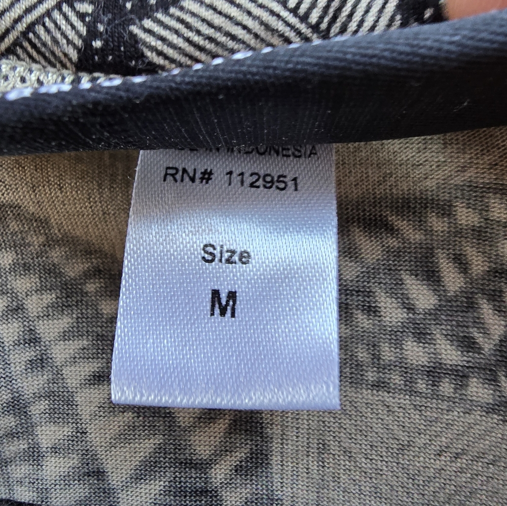 The Pyramid Collection Black and Cream Geometric Dress Boat Neck Pockets Size M - Picture 6 of 10